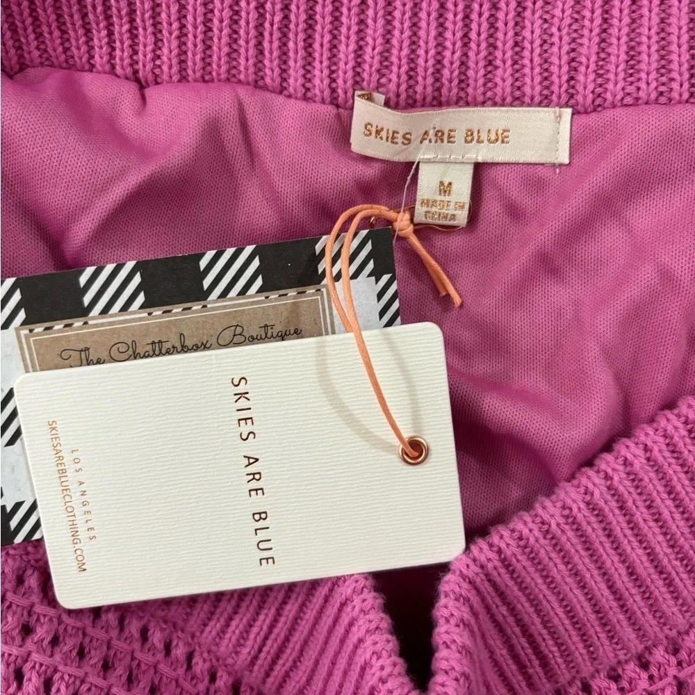 NWT Skies Are Blue Isla Rose Violet Lose Knit Crochet Tank and Midi Skirt Set M - Picture 12 of 13